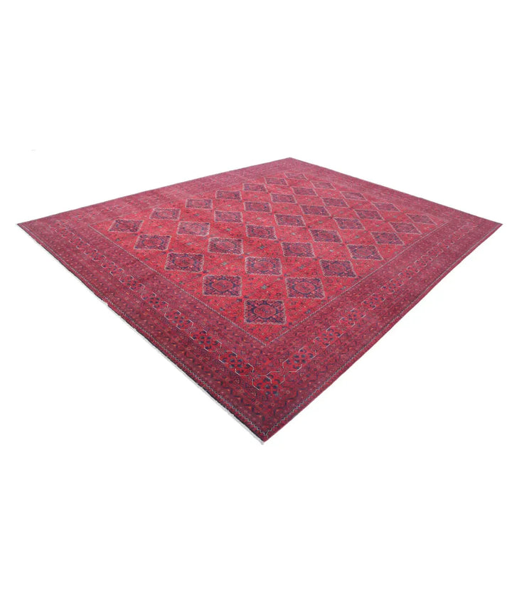 Red Afghan Khamyab Rug 9' 8" x 12' 4" Hand-Knotted | No. AT18016