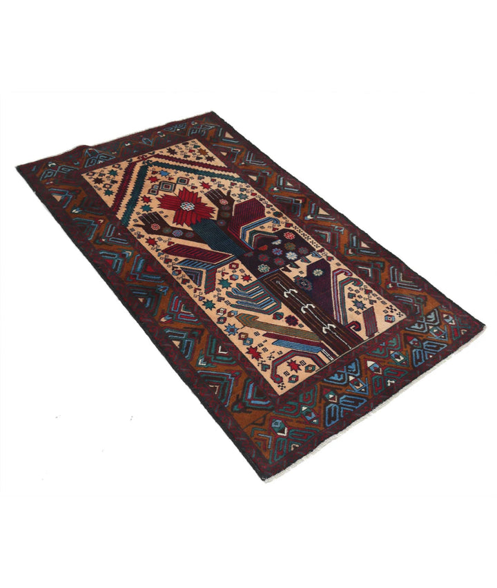 Red Afghan Tribal Rug 2' 11" x 4' 10" Hand-Knotted | No. AT18050