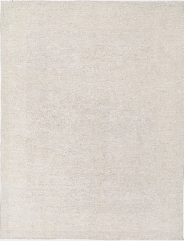 Ivory Afghan Oushak Rug 8' 11" x 11' 6" Hand-Knotted | No. AT18339