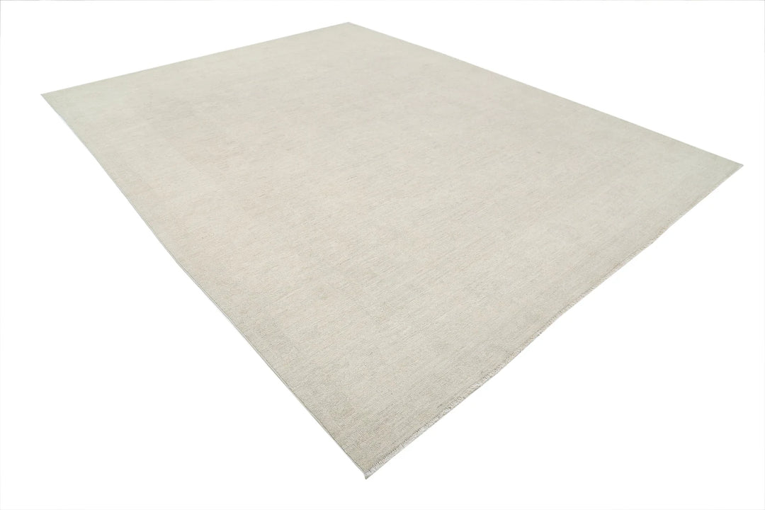 Ivory Afghan Oushak Rug 8' 11" x 11' 6" Hand-Knotted | No. AT18339