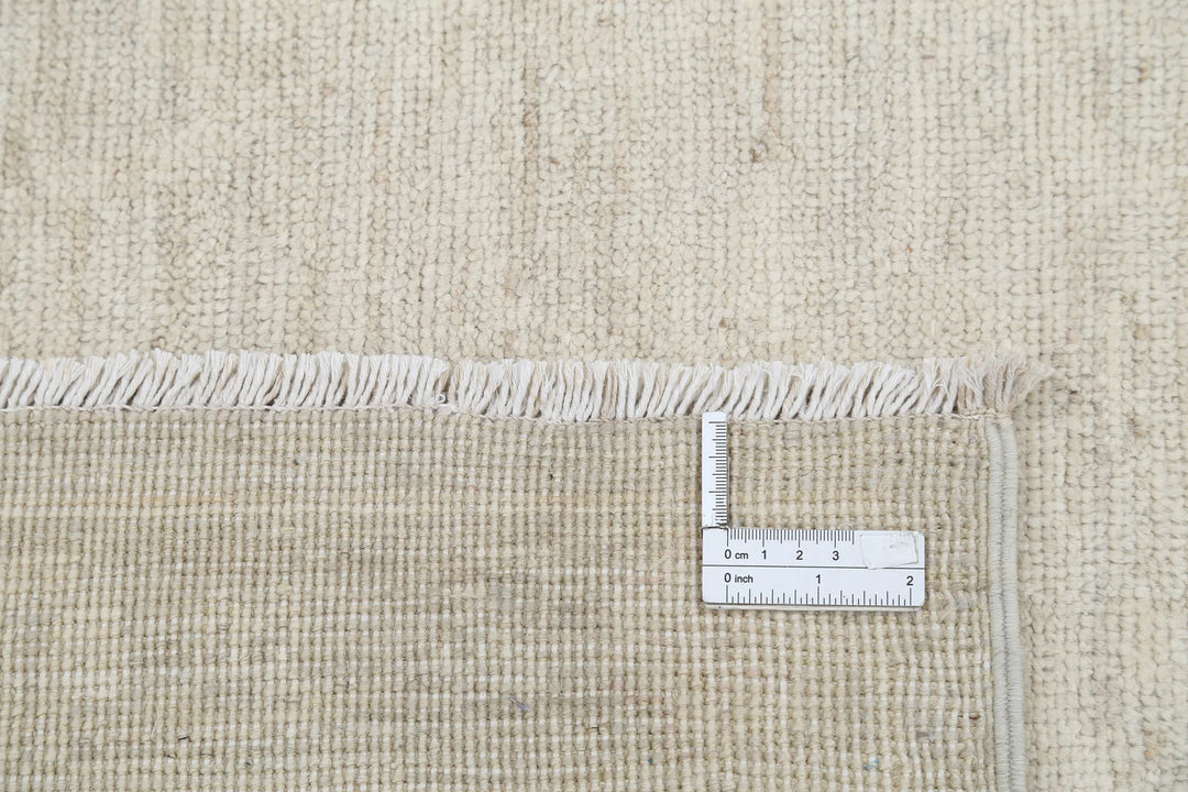 Ivory Afghan Oushak Rug 8' 11" x 11' 6" Hand-Knotted | No. AT18339