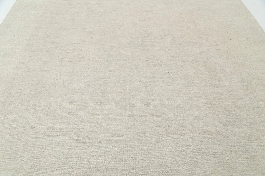 Ivory Afghan Oushak Rug 8' 11" x 11' 6" Hand-Knotted | No. AT18339