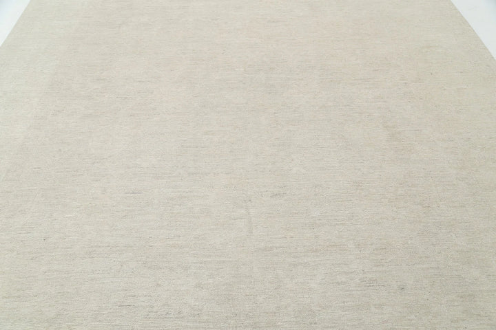 Ivory Afghan Oushak Rug 8' 11" x 11' 6" Hand-Knotted | No. AT18339
