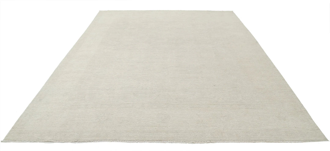 Ivory Afghan Oushak Rug 8' 11" x 11' 6" Hand-Knotted | No. AT18339