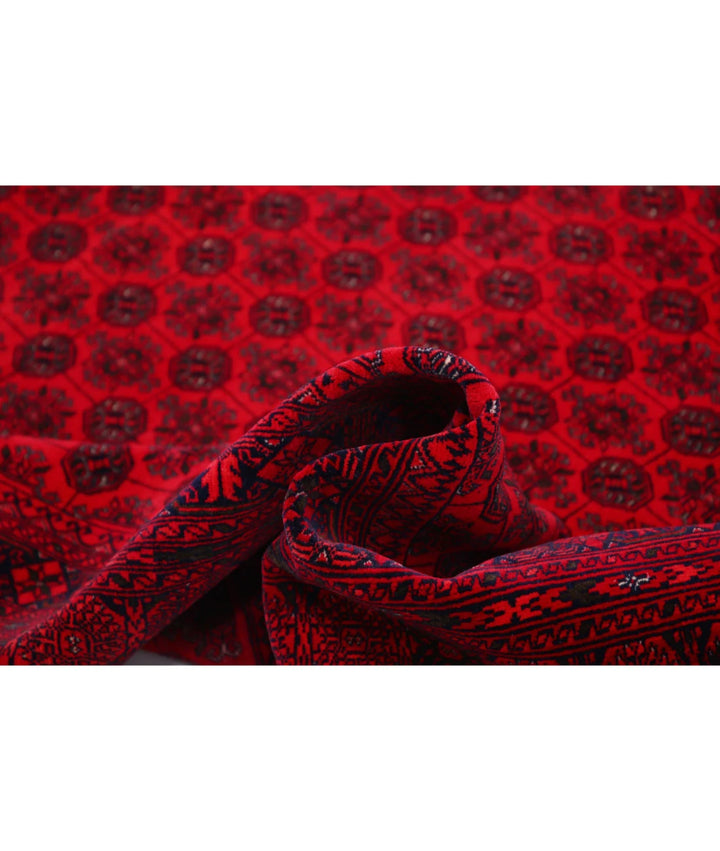 Red Afghan Beljik Rug 6' 6" x 9' 6" Hand-Knotted | No. AT18437
