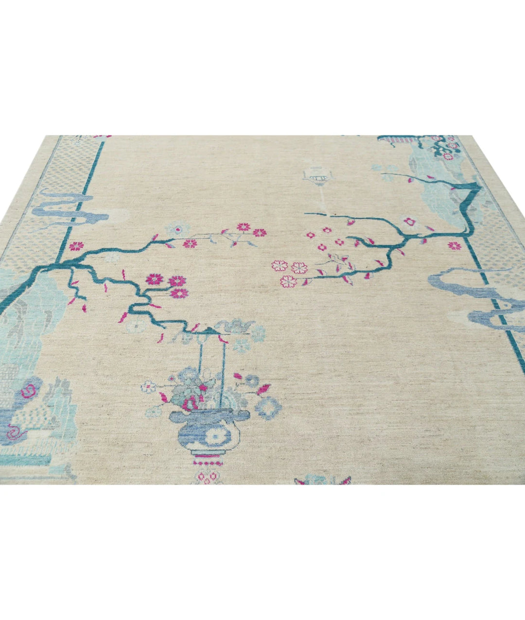 Brown Afghan Oriental Rug 8' 1" x 9' 7" Hand-Knotted | No. AT18445