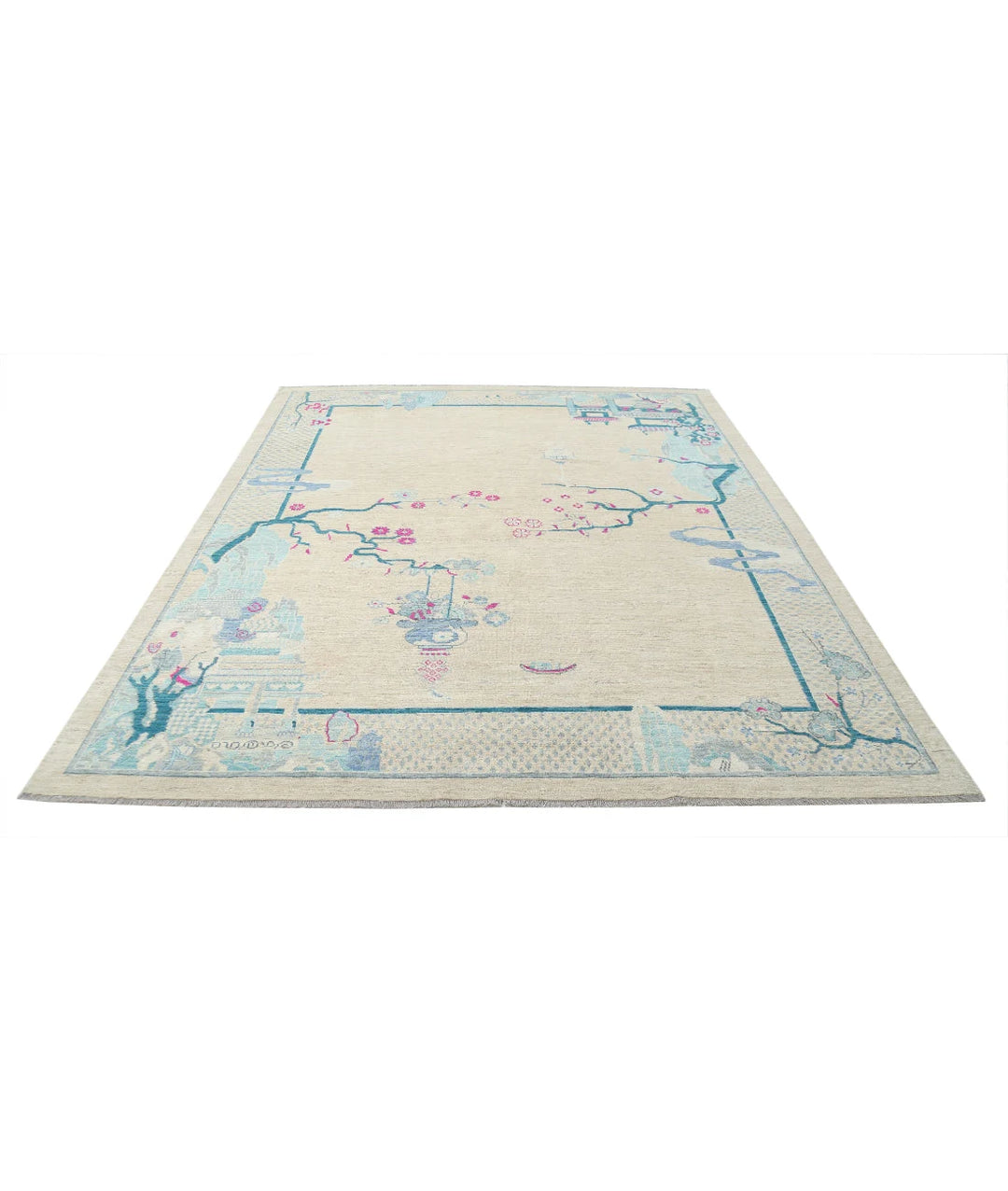 Brown Afghan Oriental Rug 8' 1" x 9' 7" Hand-Knotted | No. AT18445