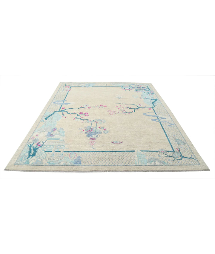 Brown Afghan Oriental Rug 8' 1" x 9' 7" Hand-Knotted | No. AT18445