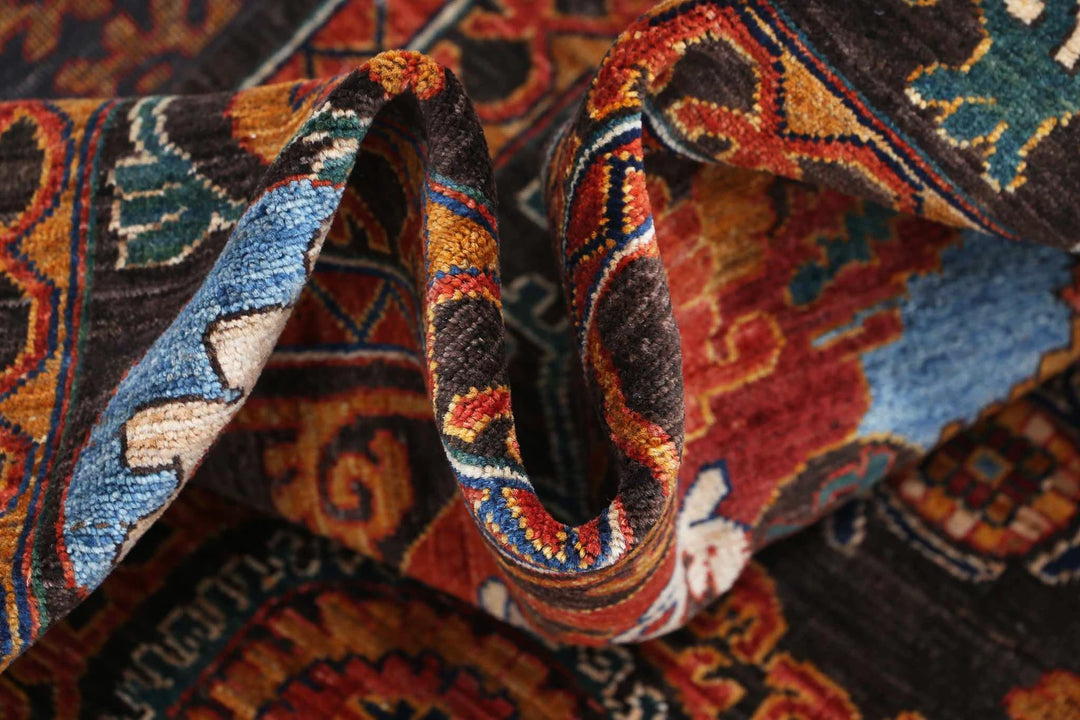 Afghan Nomadic Caucasian Humna Rug 8' 3" x 9' 7" Hand-Knotted | No. AT18464