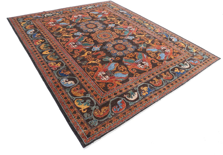 Afghan Nomadic Caucasian Humna Rug 8' 3" x 9' 7" Hand-Knotted | No. AT18464