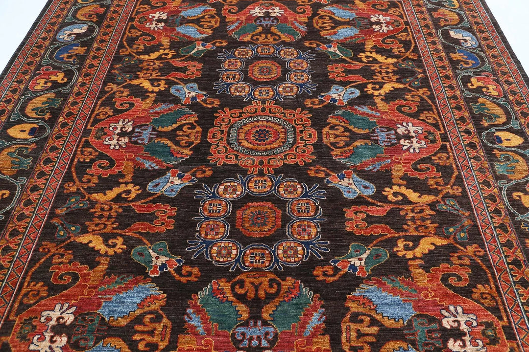 Afghan Nomadic Caucasian Humna Rug 8' 3" x 9' 7" Hand-Knotted | No. AT18464