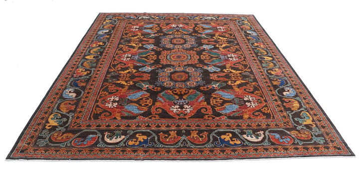 Afghan Nomadic Caucasian Humna Rug 8' 3" x 9' 7" Hand-Knotted | No. AT18464