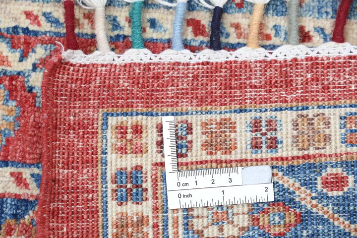 Red Afghan Oriental Rug 6' 8" x 9' 7" Hand-Knotted | No. AT18504