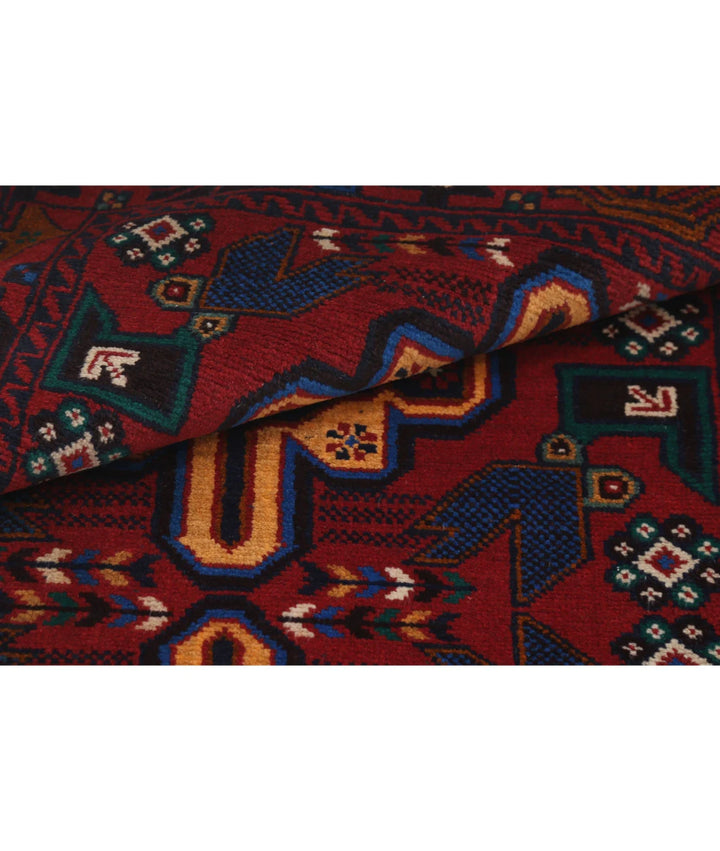 Red Afghan Tribal Rug 2' 11" x 5' 0" Hand-Knotted | No. AT18585