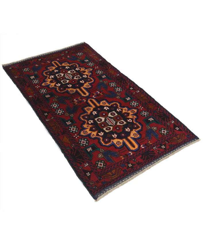 Red Afghan Tribal Rug 2' 11" x 5' 0" Hand-Knotted | No. AT18585