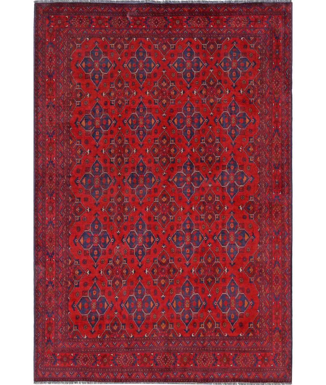 Red Afghan Khamyab Rug 6' 5" x 9' 8" Hand-Knotted | No. AT18635