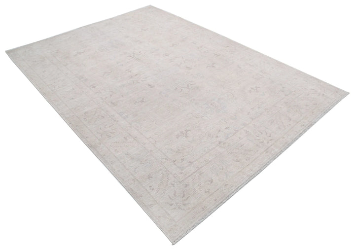 Ivory Afghan Serenity Rug 6' 1" x 8' 4" Hand-Knotted | No. AT18645