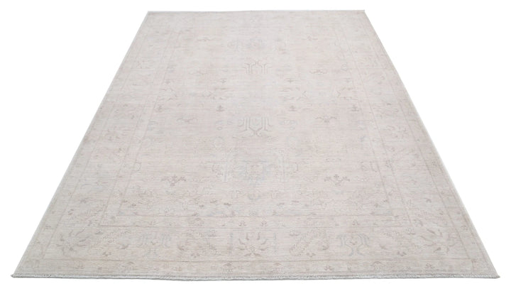 Ivory Afghan Serenity Rug 6' 1" x 8' 4" Hand-Knotted | No. AT18645