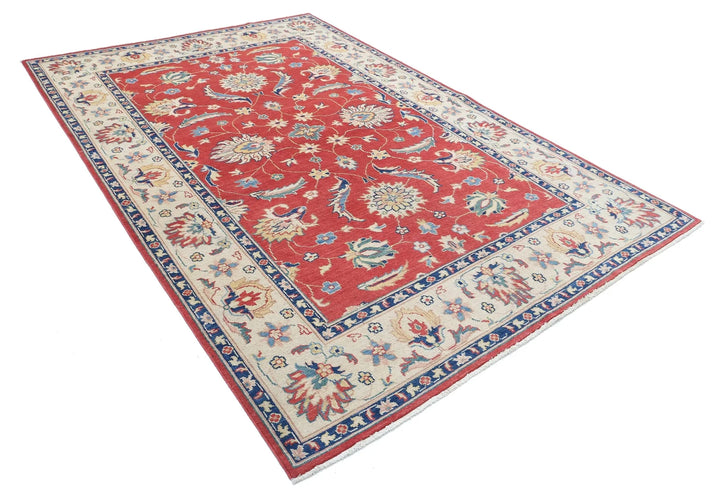 Afghan Ziegler Rug 6' 4" x 9' 4" Hand-Knotted | No. AT18715