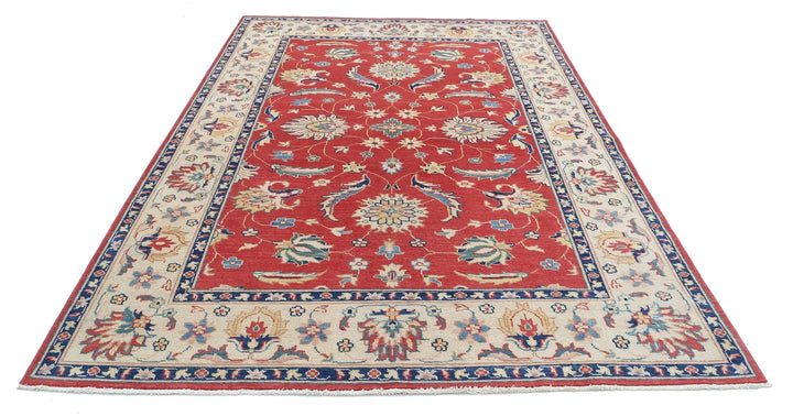 Afghan Ziegler Rug 6' 4" x 9' 4" Hand-Knotted | No. AT18715