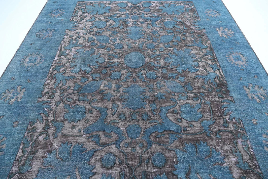 Blue Afghan Oriental Rug 8' 9" x 11' 7" Hand-Knotted | No. AT18898