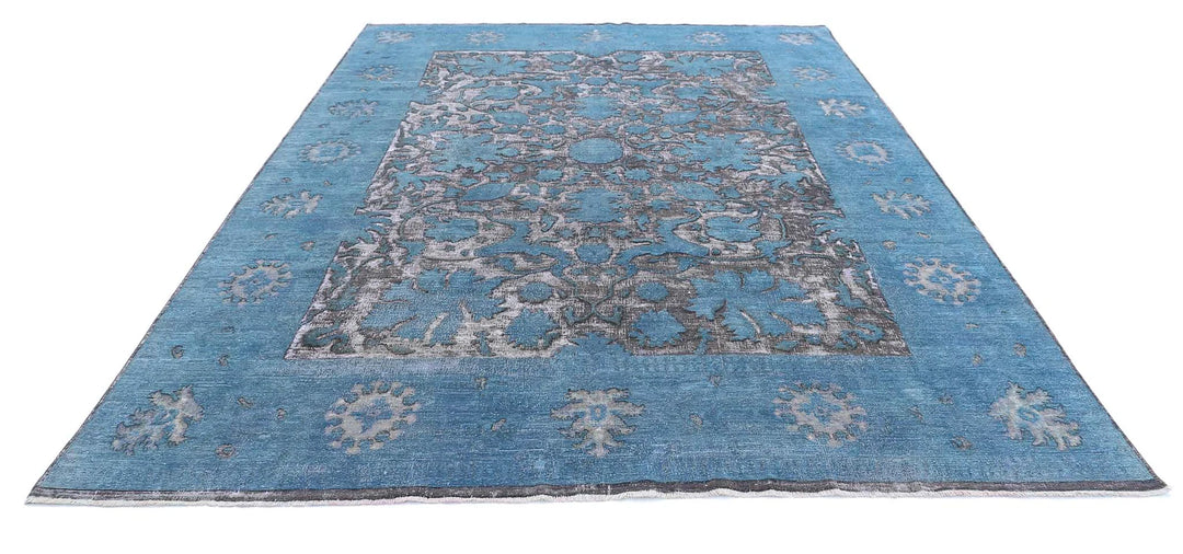 Blue Afghan Oriental Rug 8' 9" x 11' 7" Hand-Knotted | No. AT18898