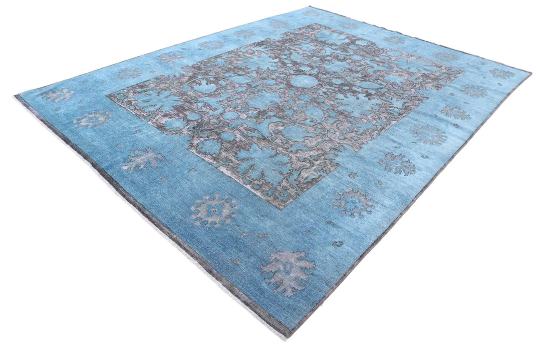 Blue Afghan Oriental Rug 8' 9" x 11' 7" Hand-Knotted | No. AT18898