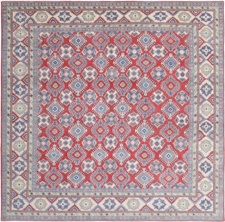 Afghan Kazak Rug 11' 8" x 11' 6" Hand-Knotted | No. AT18957