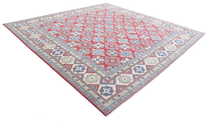 Afghan Kazak Rug 11' 8" x 11' 6" Hand-Knotted | No. AT18957