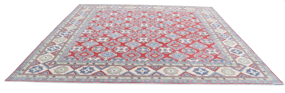 Afghan Kazak Rug 11' 8" x 11' 6" Hand-Knotted | No. AT18957