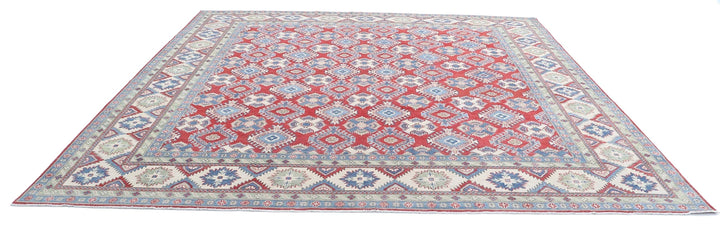 Afghan Kazak Rug 11' 8" x 11' 6" Hand-Knotted | No. AT18957