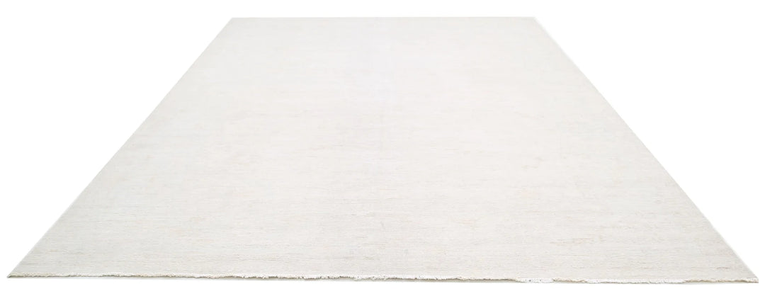 Ivory Afghan Oushak Rug 10' 2" x 12' 11" Hand-Knotted | No. AT19026