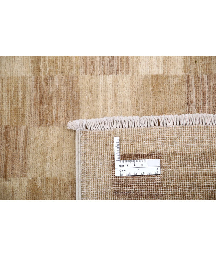 Beige Afghan Modcar Rug 6' 5" x 7' 11" Hand-Knotted | No. AT19105