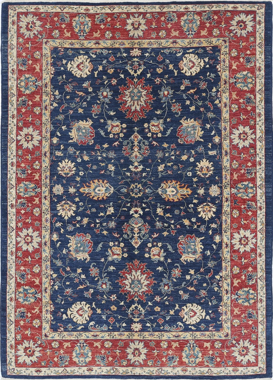 Blue Afghan Ziegler Rug 5' 7" x 7' 10" Hand-Knotted | No. AT19107