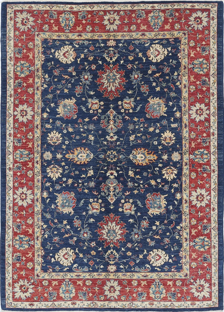 Blue Afghan Ziegler Rug 5' 7" x 7' 10" Hand-Knotted | No. AT19107