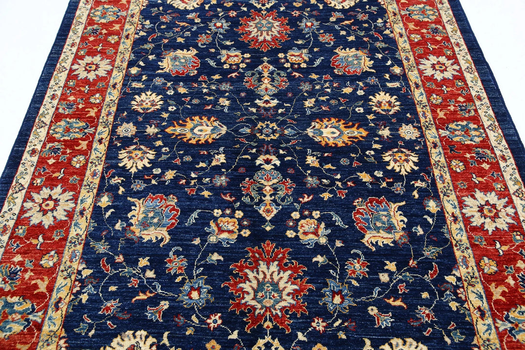 Blue Afghan Ziegler Rug 5' 7" x 7' 10" Hand-Knotted | No. AT19107