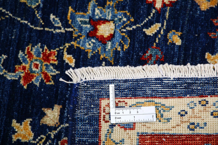 Blue Afghan Ziegler Rug 5' 7" x 7' 10" Hand-Knotted | No. AT19107