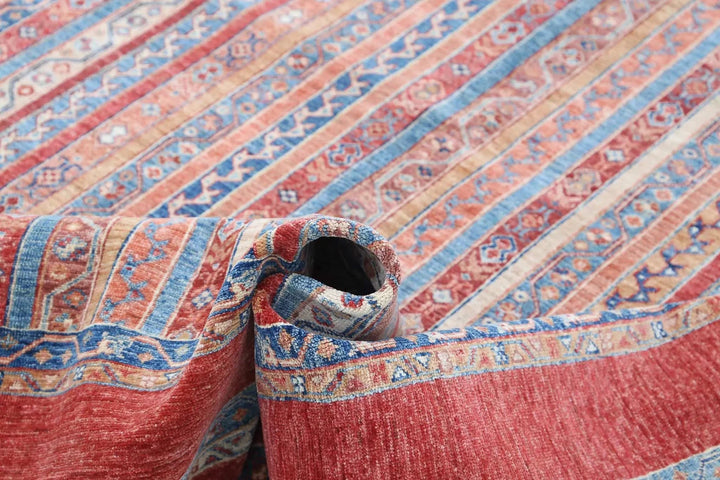 Red Afghan Oriental Rug 5' 9" x 7' 9" Hand-Knotted | No. AT19147