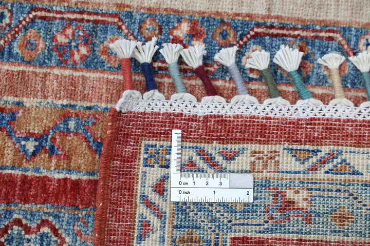Red Afghan Oriental Rug 5' 9" x 7' 9" Hand-Knotted | No. AT19147