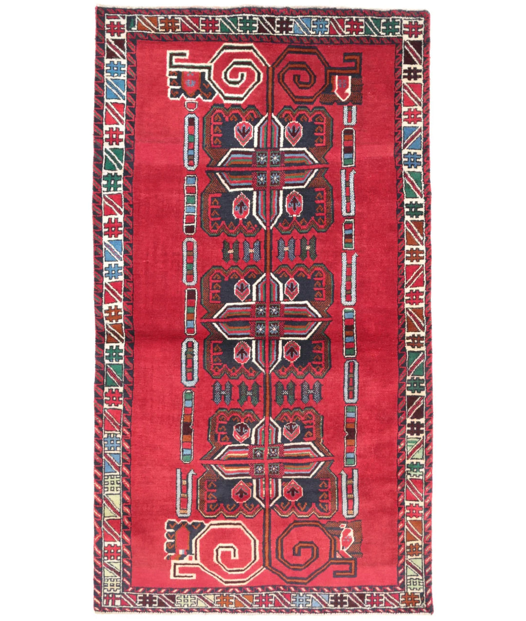 Red Afghan Tribal Rug 3' 8" x 6' 6" Hand-Knotted | No. AT192352