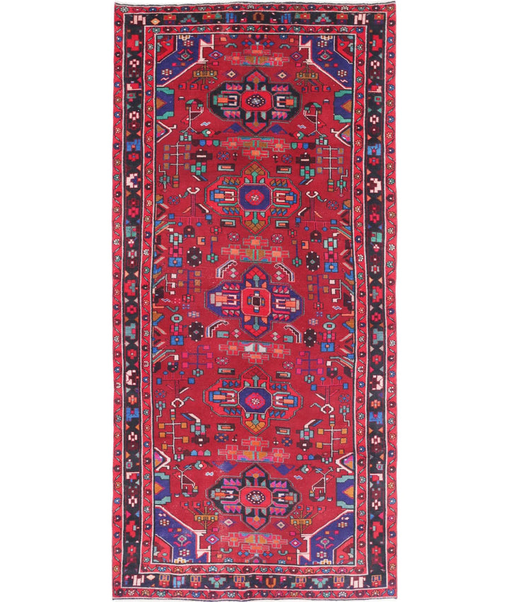 Persian Hamadan Runner Rug 4' 5" x 9' 8" Hand-Knotted | No. AT19291