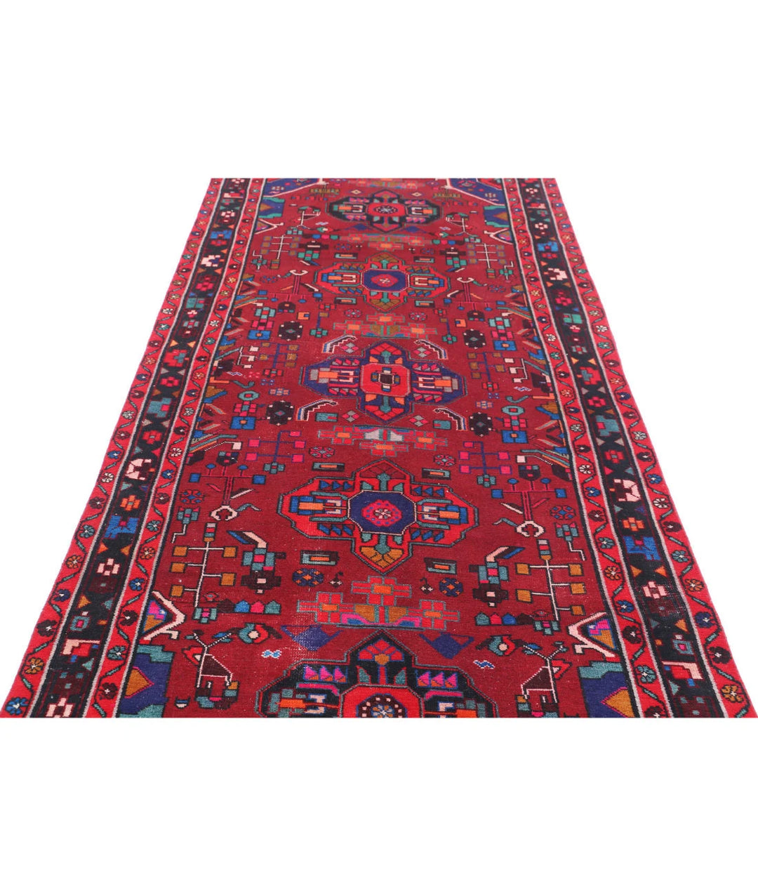 Persian Hamadan Runner Rug 4' 5" x 9' 8" Hand-Knotted | No. AT19291