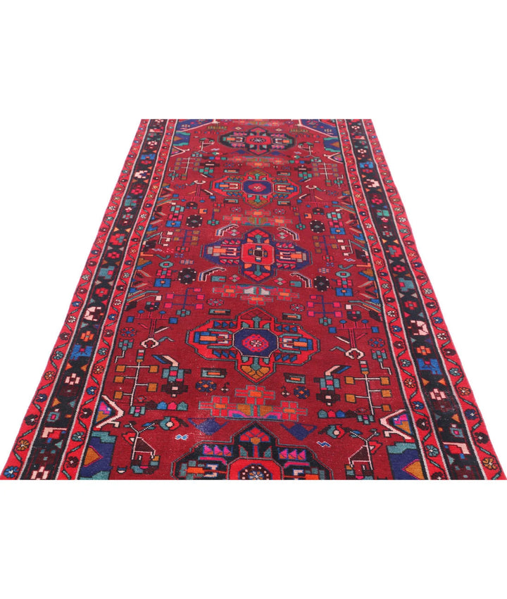 Persian Hamadan Runner Rug 4' 5" x 9' 8" Hand-Knotted | No. AT19291