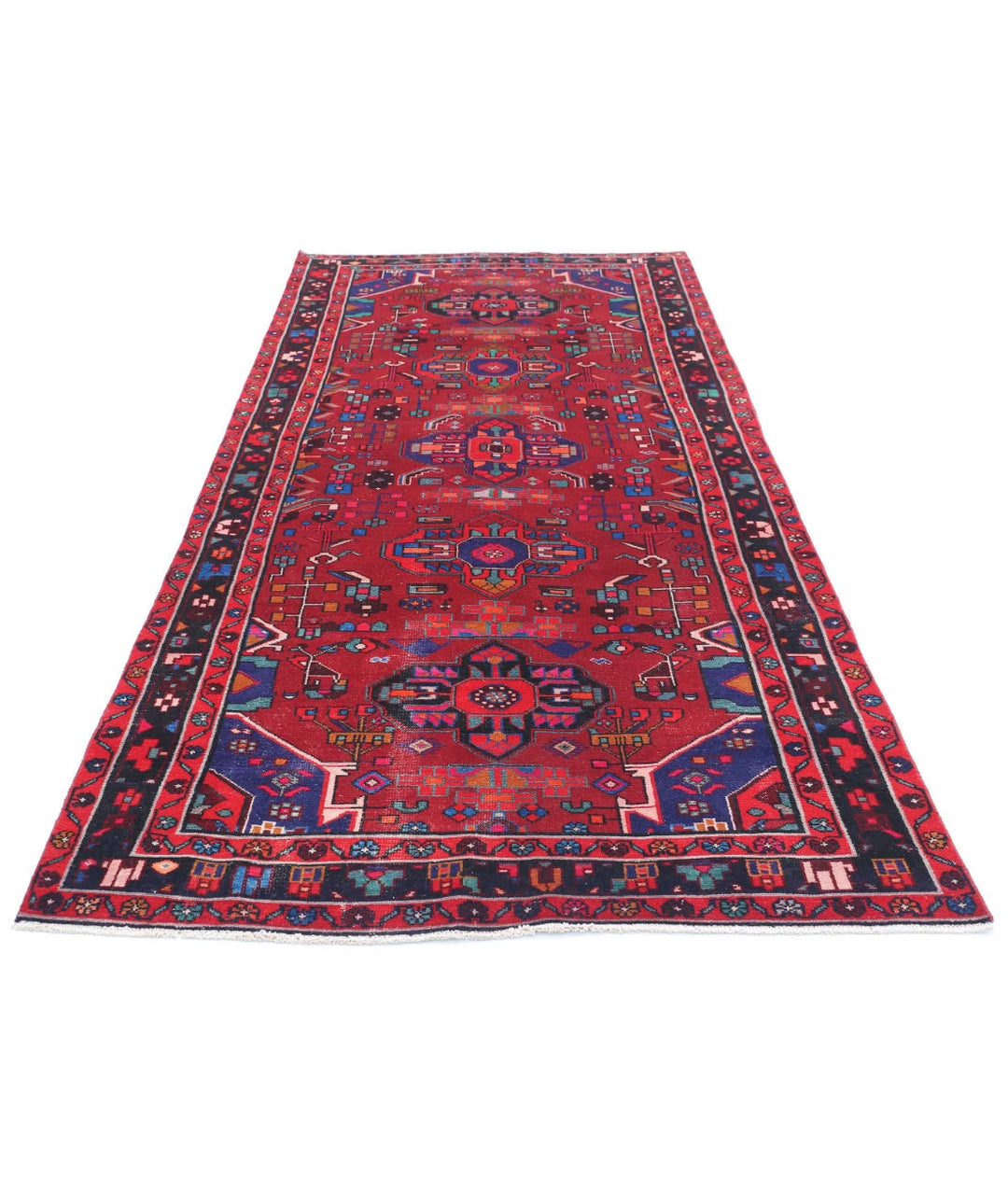 Persian Hamadan Runner Rug 4' 5" x 9' 8" Hand-Knotted | No. AT19291