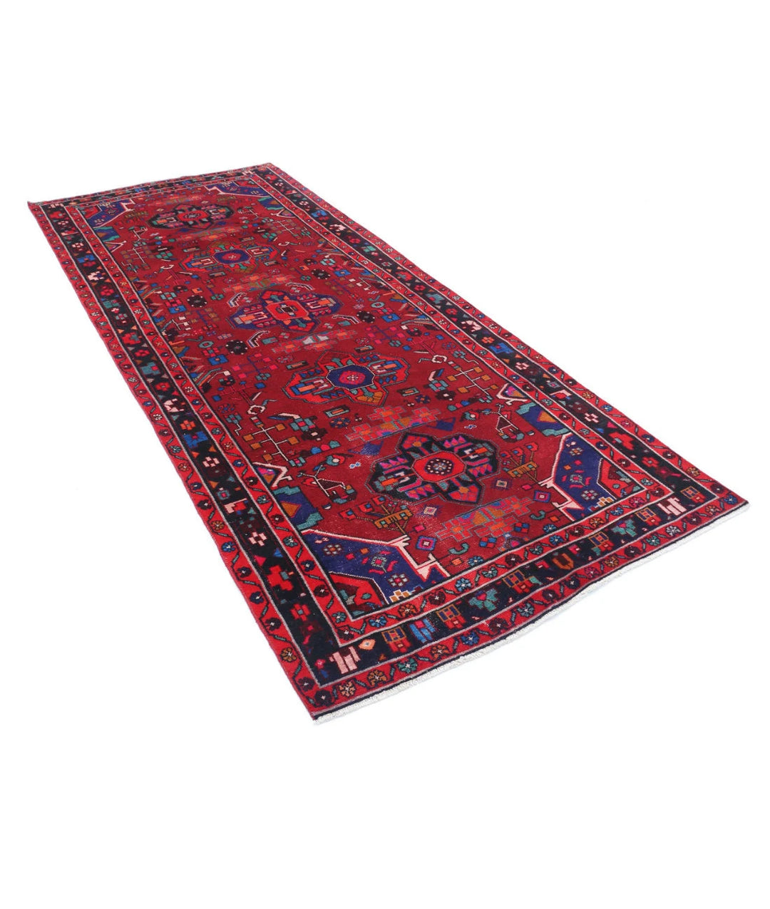 Persian Hamadan Runner Rug 4' 5" x 9' 8" Hand-Knotted | No. AT19291