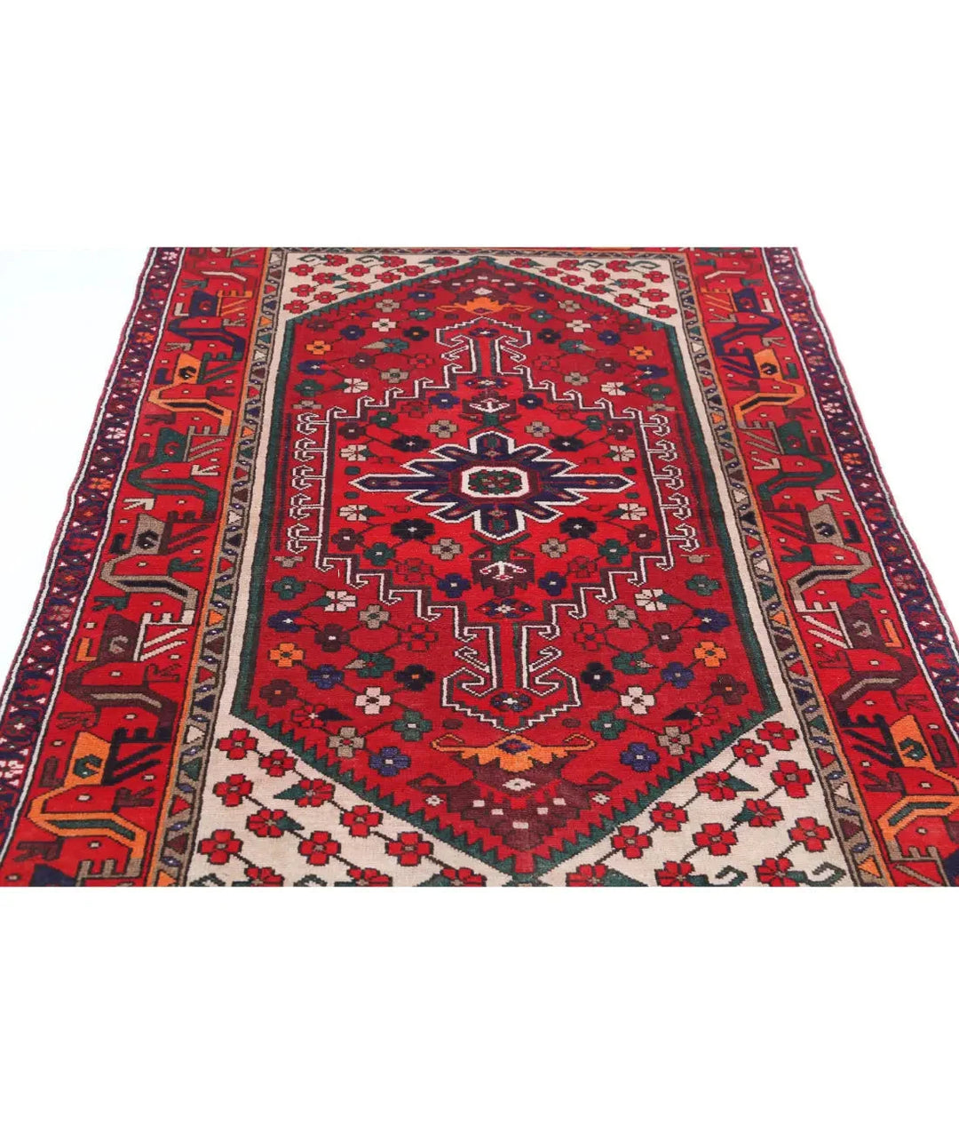 Oriental Hamadan Rug 4' 0" x 6' 0" Hand-Knotted | No. AT19366
