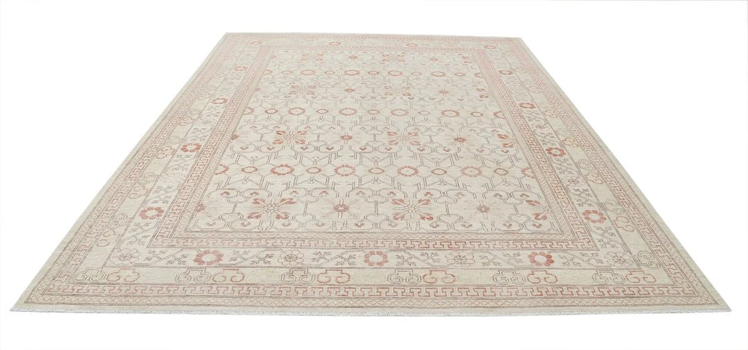 Afghan Khotan Rug 9' 0" x 11' 7" Hand-Knotted | No. AT19373