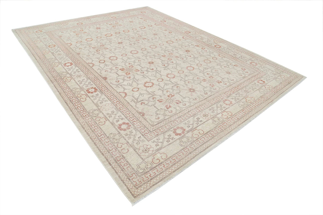 Afghan Khotan Rug 9' 0" x 11' 7" Hand-Knotted | No. AT19373