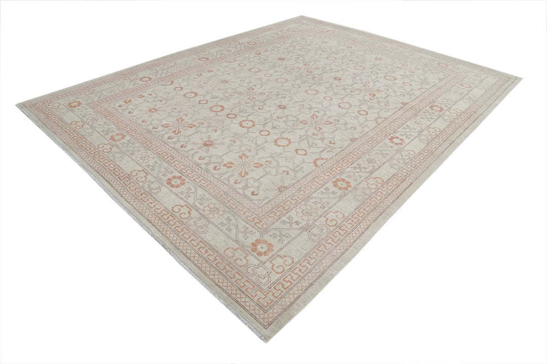 Afghan Khotan Rug 9' 0" x 11' 7" Hand-Knotted | No. AT19373