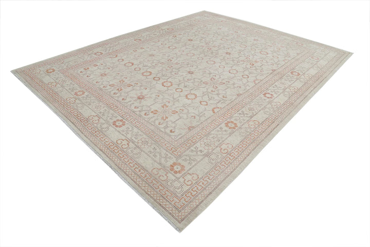 Afghan Khotan Rug 9' 0" x 11' 7" Hand-Knotted | No. AT19373